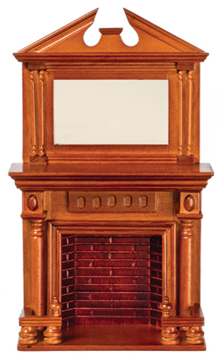 Fireplace with Mirror, Walnut